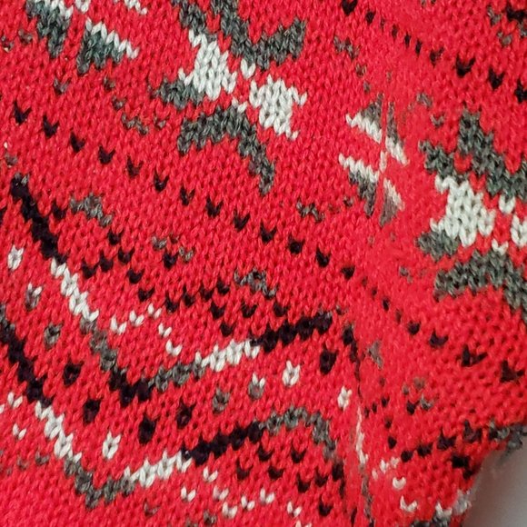 Vintage Red Ski Sweater Acrylic Size Large AstorOne Retro Winter Design - Picture 5 of 7